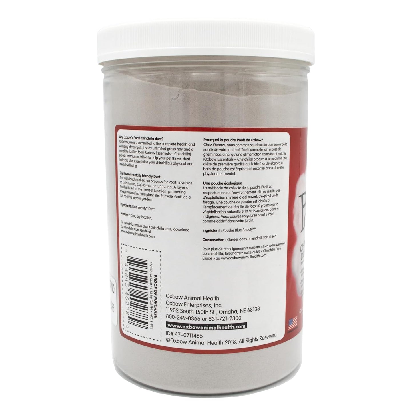 Oxbow POOF! Chinchilla Dust Bath Natural Blue Beauty Grooming Powder 2.5lb