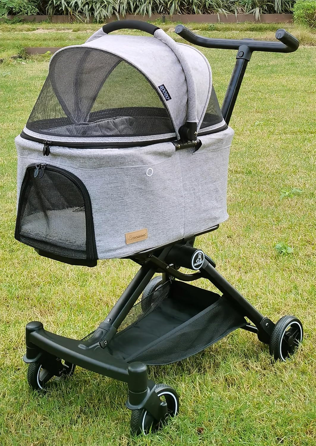 3 in 1 Pet Stroller Dog Cat Travel System Detachable Carrier Foldable 30lb Light Grey