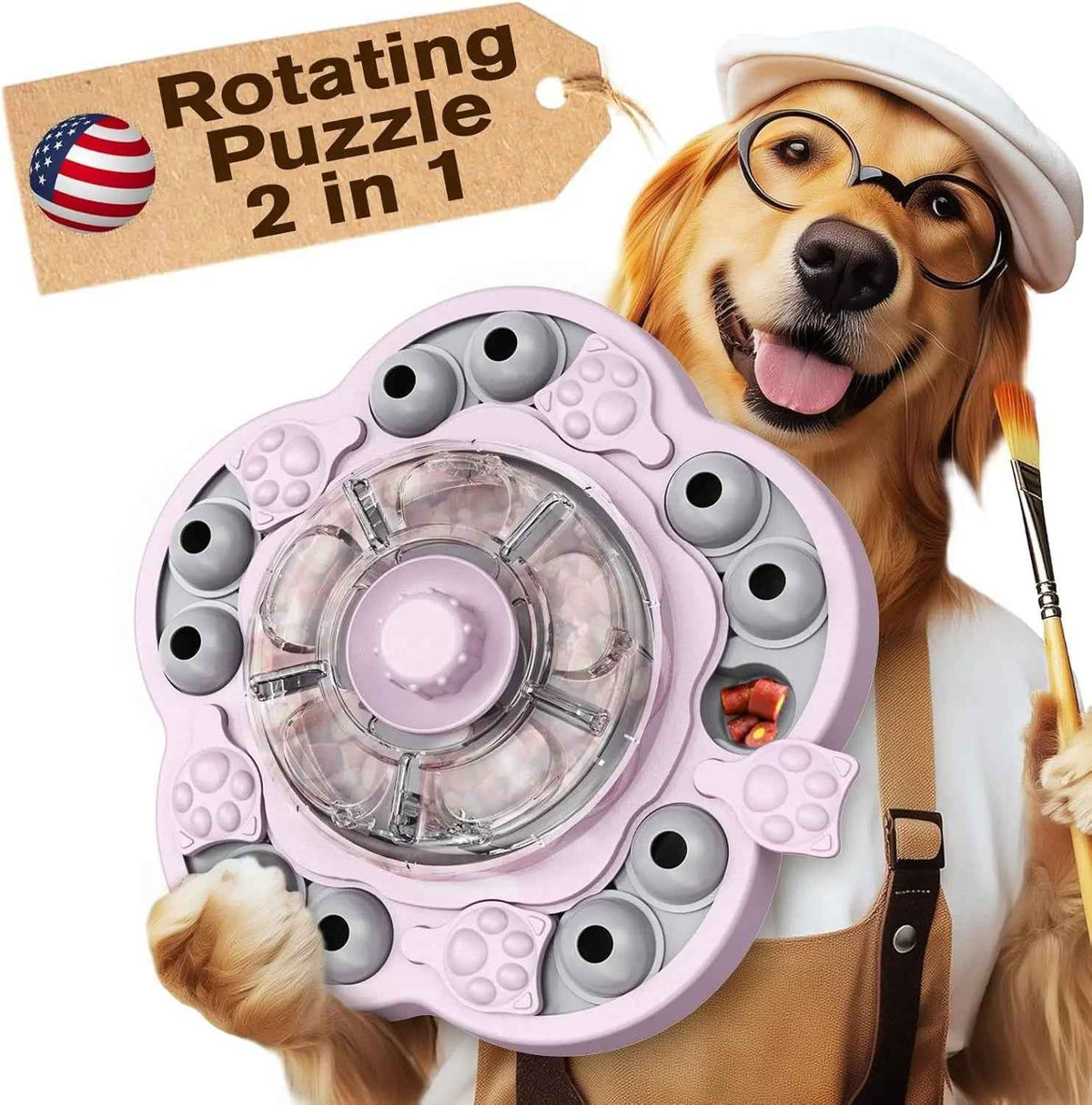 3-Level Dog Puzzle Feeder Toy Slow Feeder Treat Dispenser