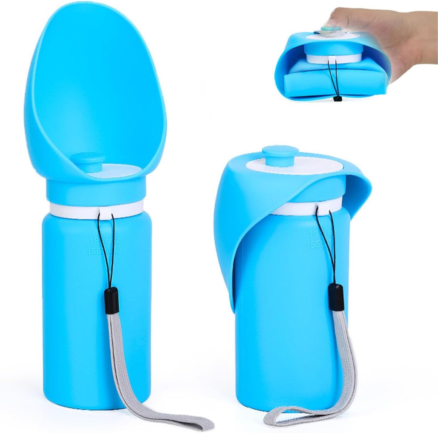 Portable Dog Water Bottle 550ML Collapsible Travel Bowl Leakproof Blue