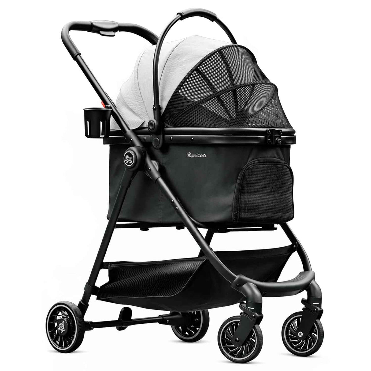 Pet Stroller 4 Wheel Dog Cat Foldable Removable Carrier 33lb Black