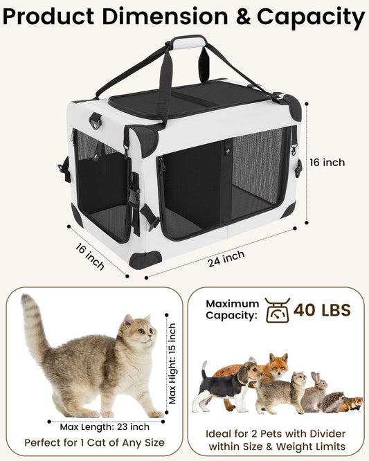 Large soft sided cat carrier for 2 cats up to 55lbs