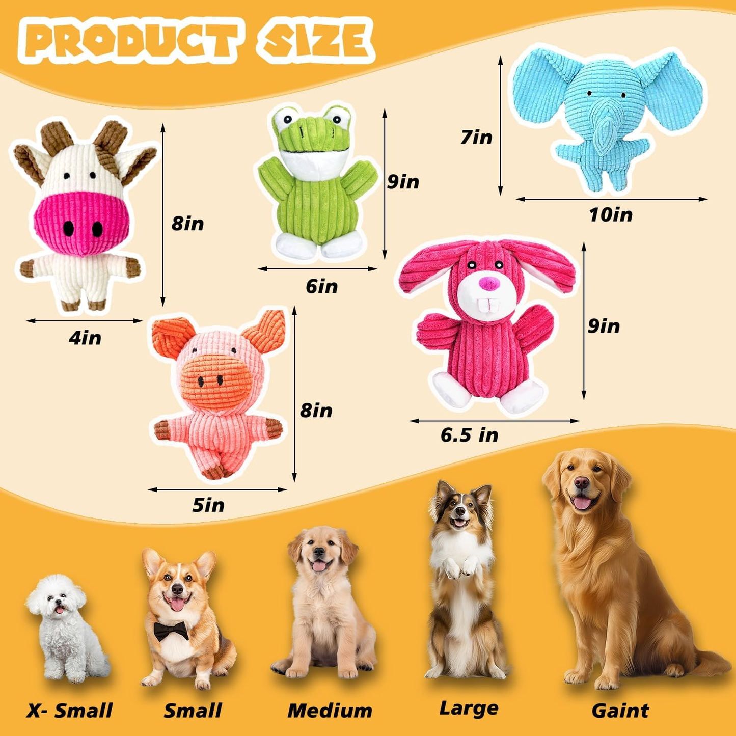5 Pack Squeaky Plush Dog Toys Durable Chew Toys for Small Medium Large Dogs