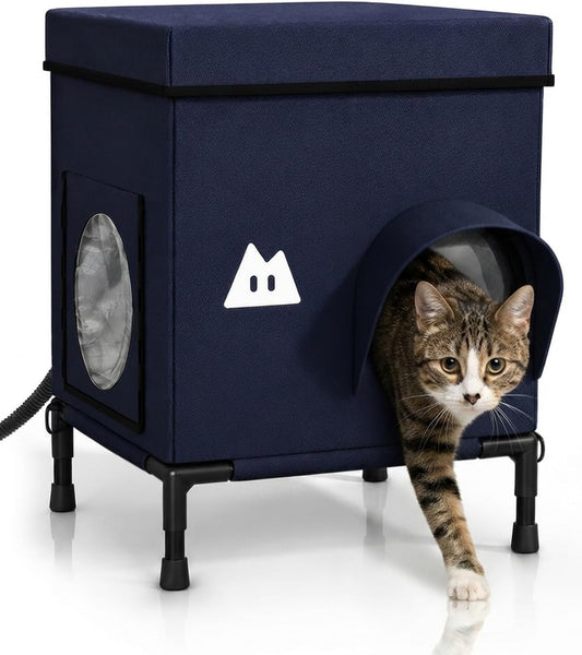 Heated Outdoor Cat House – Insulated Weather-Resistant Shelter, 2 Sizes