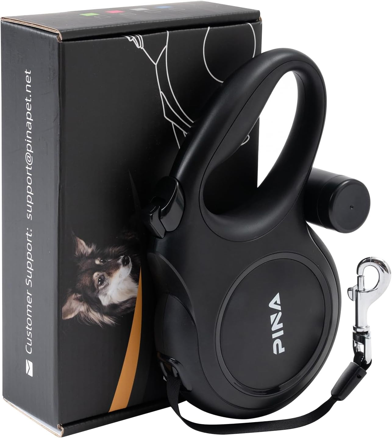 26FT Retractable Dog Leash Heavy Duty Reflective Tangle Free Black 26 Ft