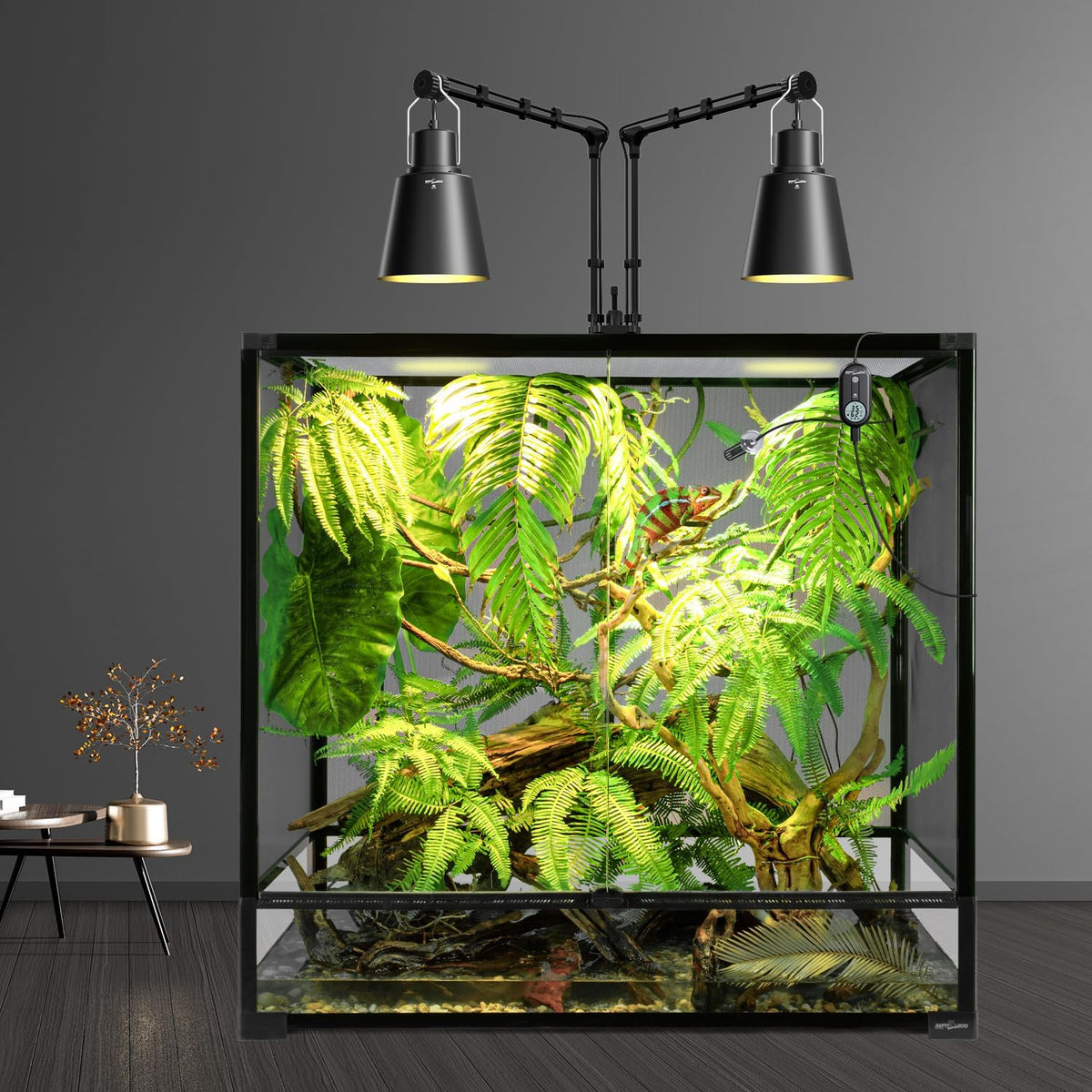 WiFi reptile deep dome lamp and thermostat hygrostat controller for terrariums