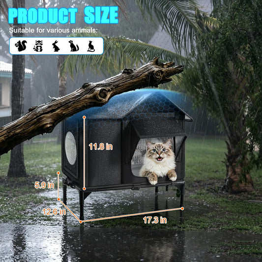 : Heated Outdoor Cat House with Escape Door – Medium & Large