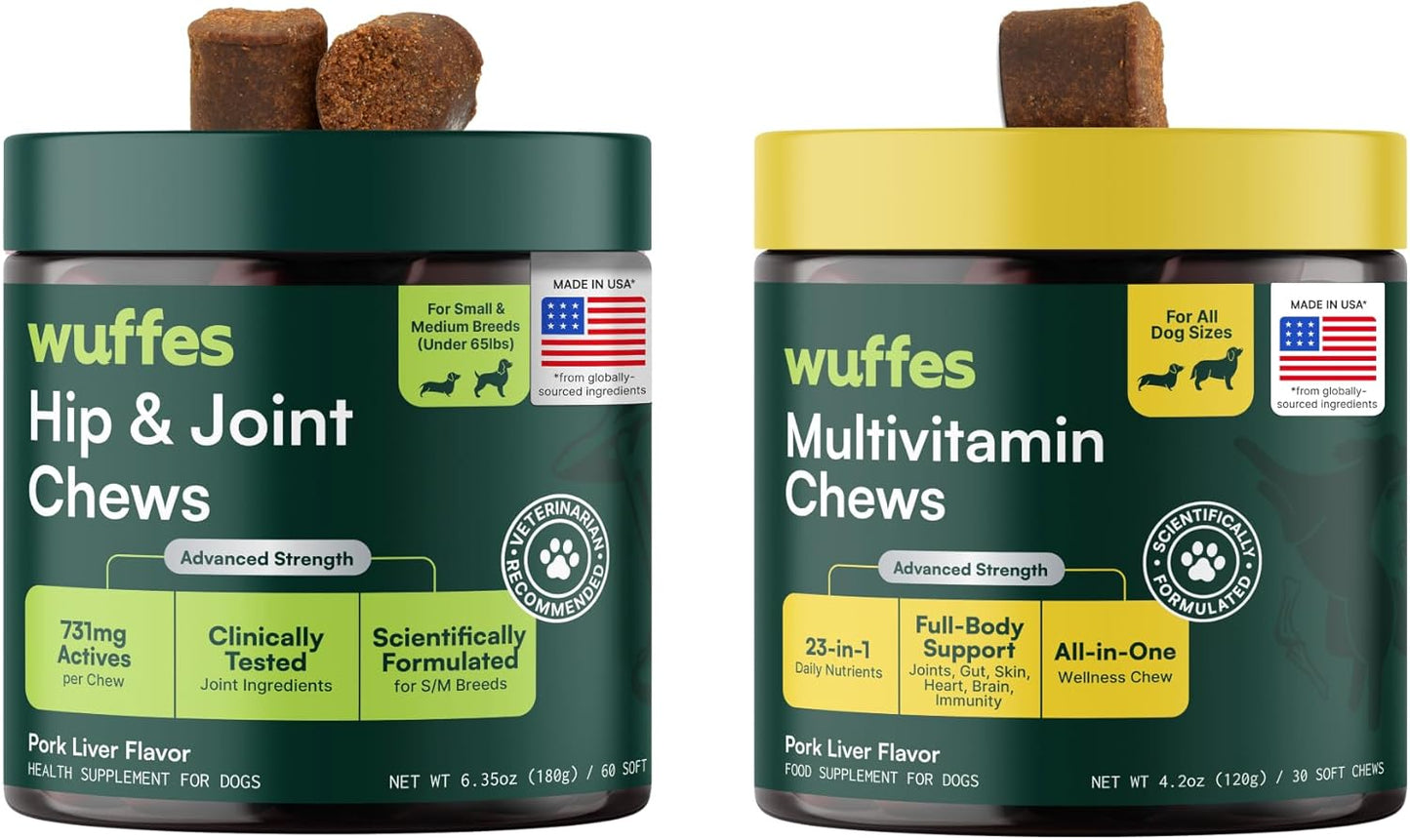 Hip & Joint Supplement & Multivitamin Bundle for Large Breed Dogs Small Medium Breed