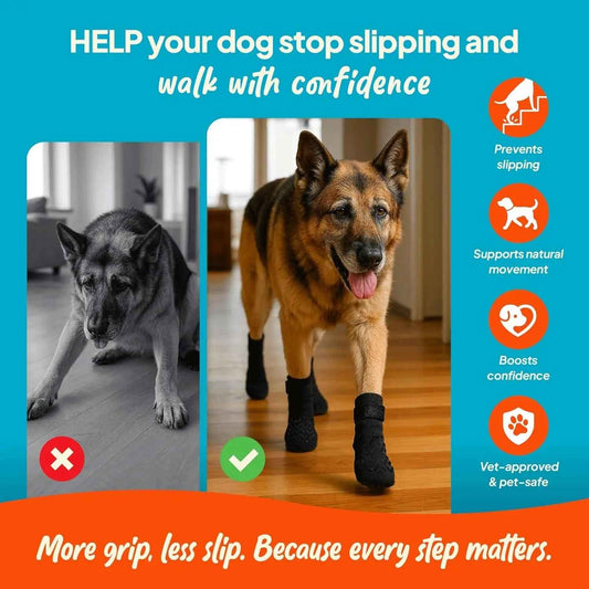 Anti-Slip Dog Socks with Straps – Breathable & Washable, 4-Pack