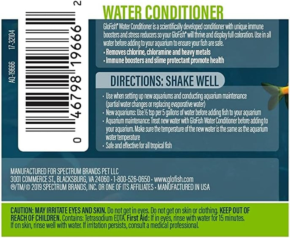 Aquarium Water Conditioner GloFish Tap Water Treatment Chlorine Remover 4oz 2Pk