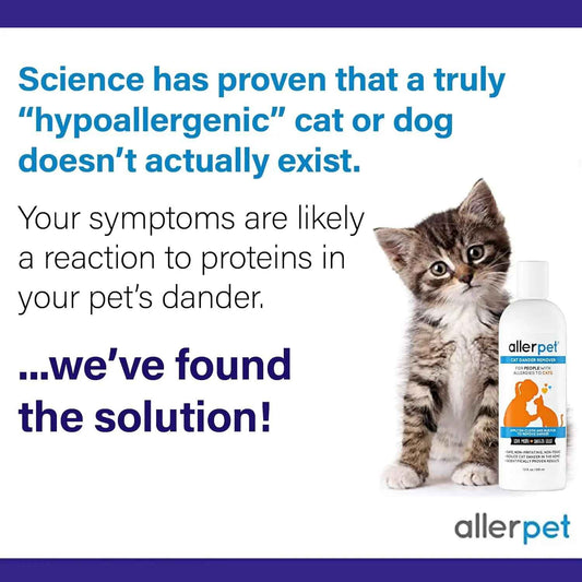 Cat dander remover spray bottle with natural chamomile and rosemary for cats and humans