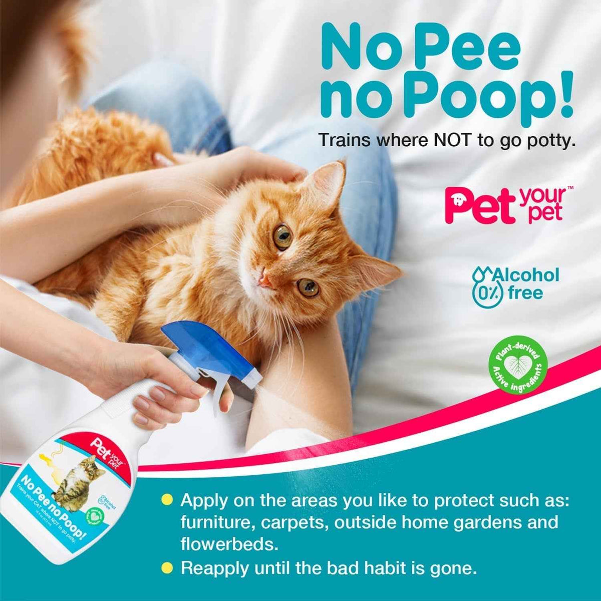 Cat Potty Training Spray No Pee No Poop Natural Deterrent 16oz