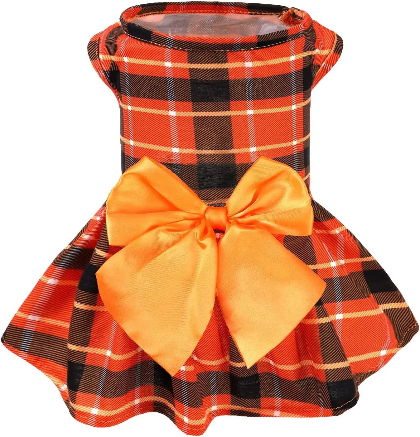 Dog Dress Cute Small Dog Outfit Cotton Puppy Clothes Breathable All Colors Orange(Plaid) Large