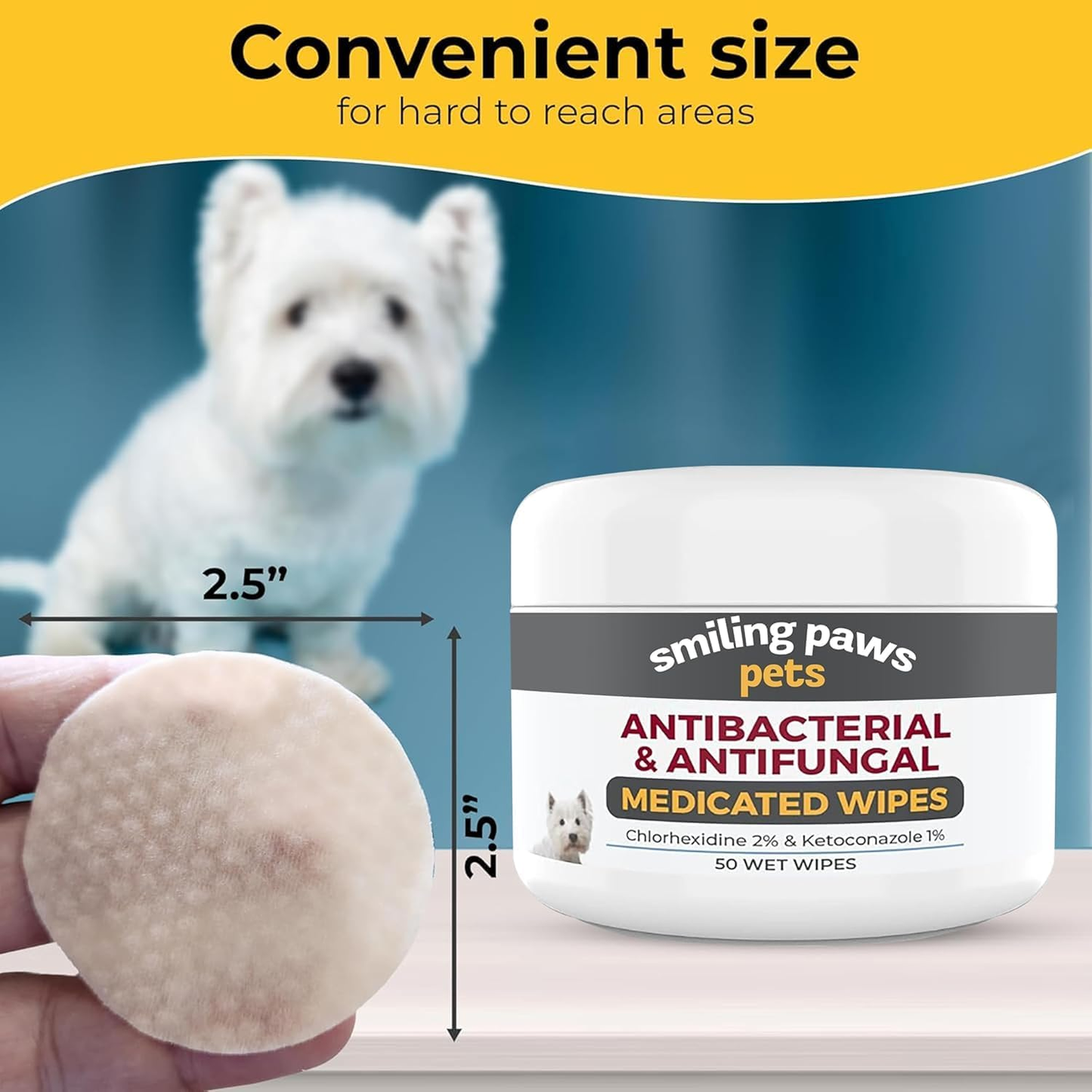 Dog Medicated Wipes Chlorhexidine Ketoconazole Antibacterial Antifungal