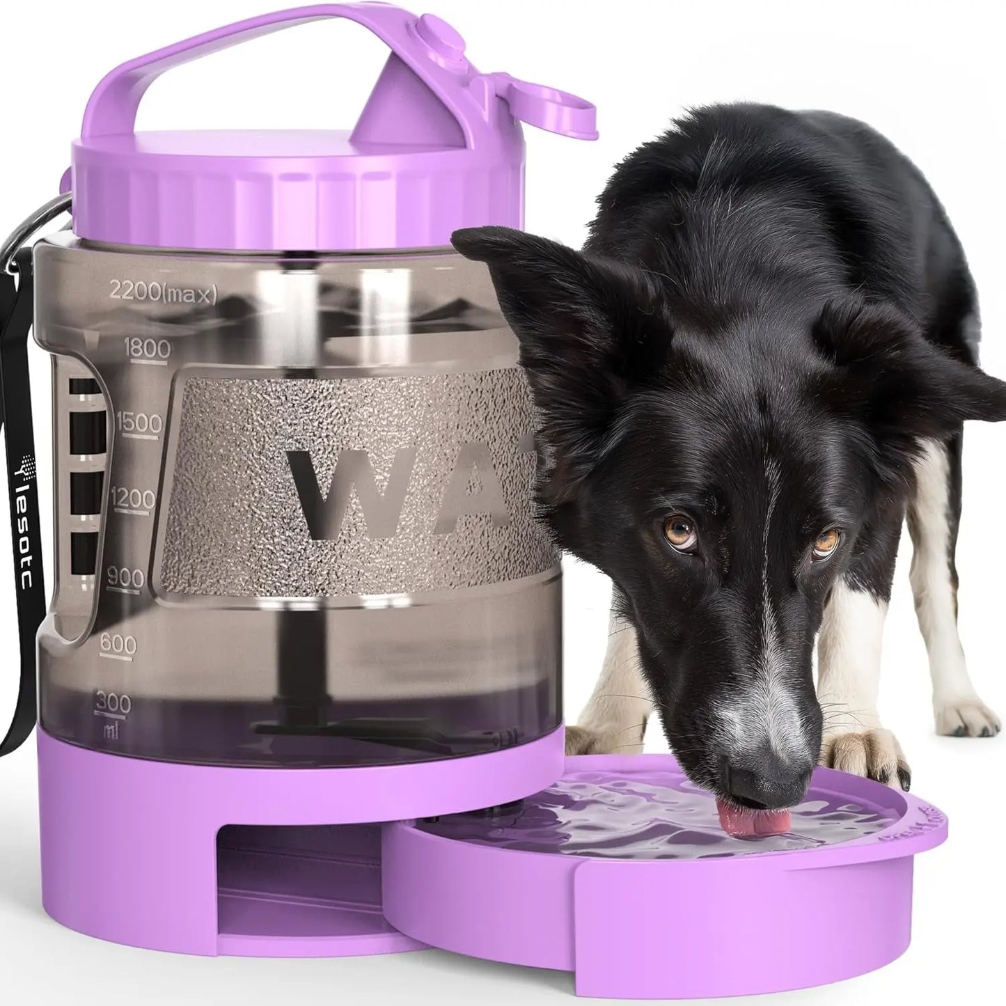 Portable Dog Travel Water Bottle Leak Proof Bowl for Hiking Large Dogs Purple 77Oz