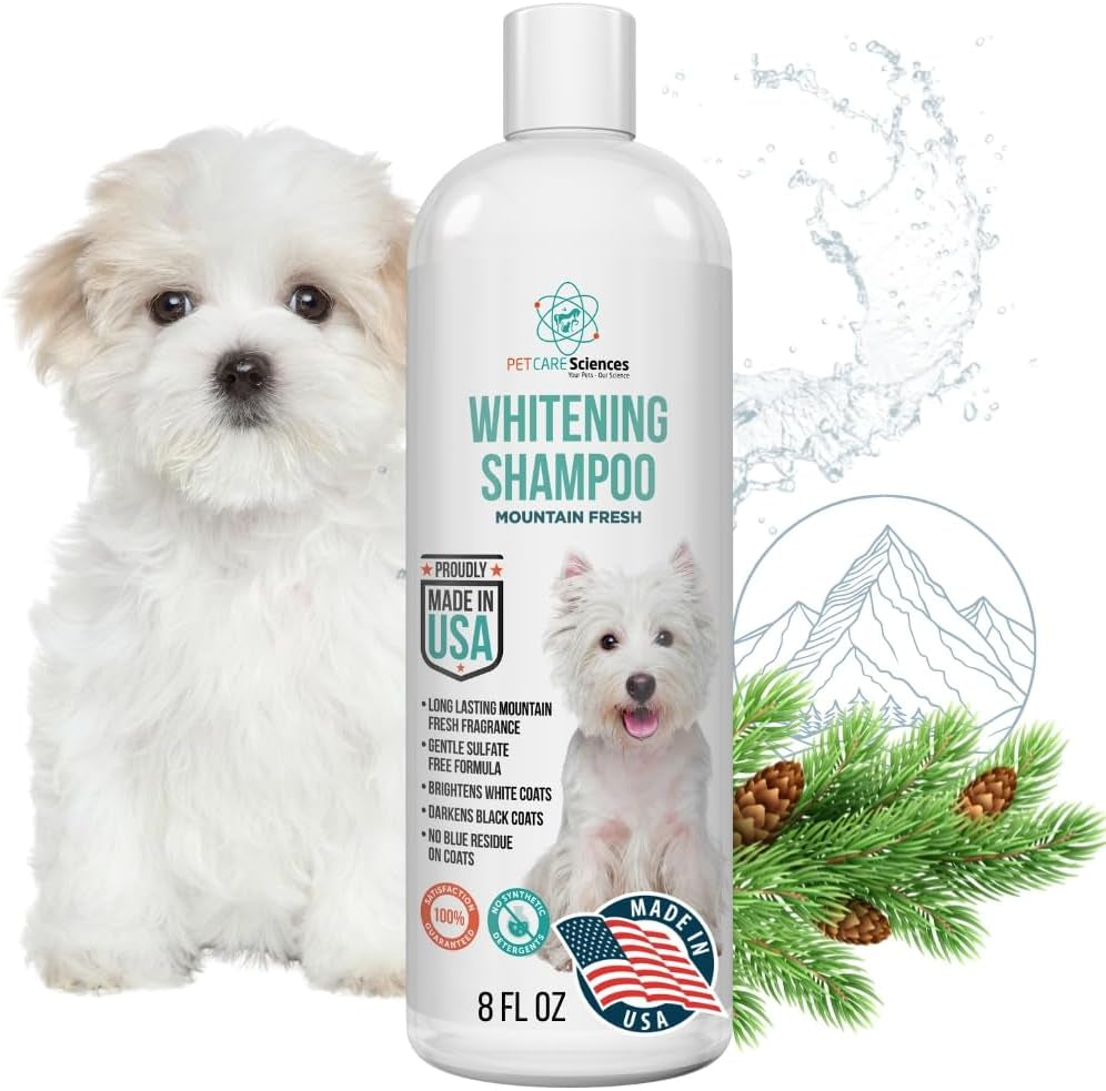 Dog Whitening Shampoo 8oz Tearless Natural Brightening White & Dark Coats