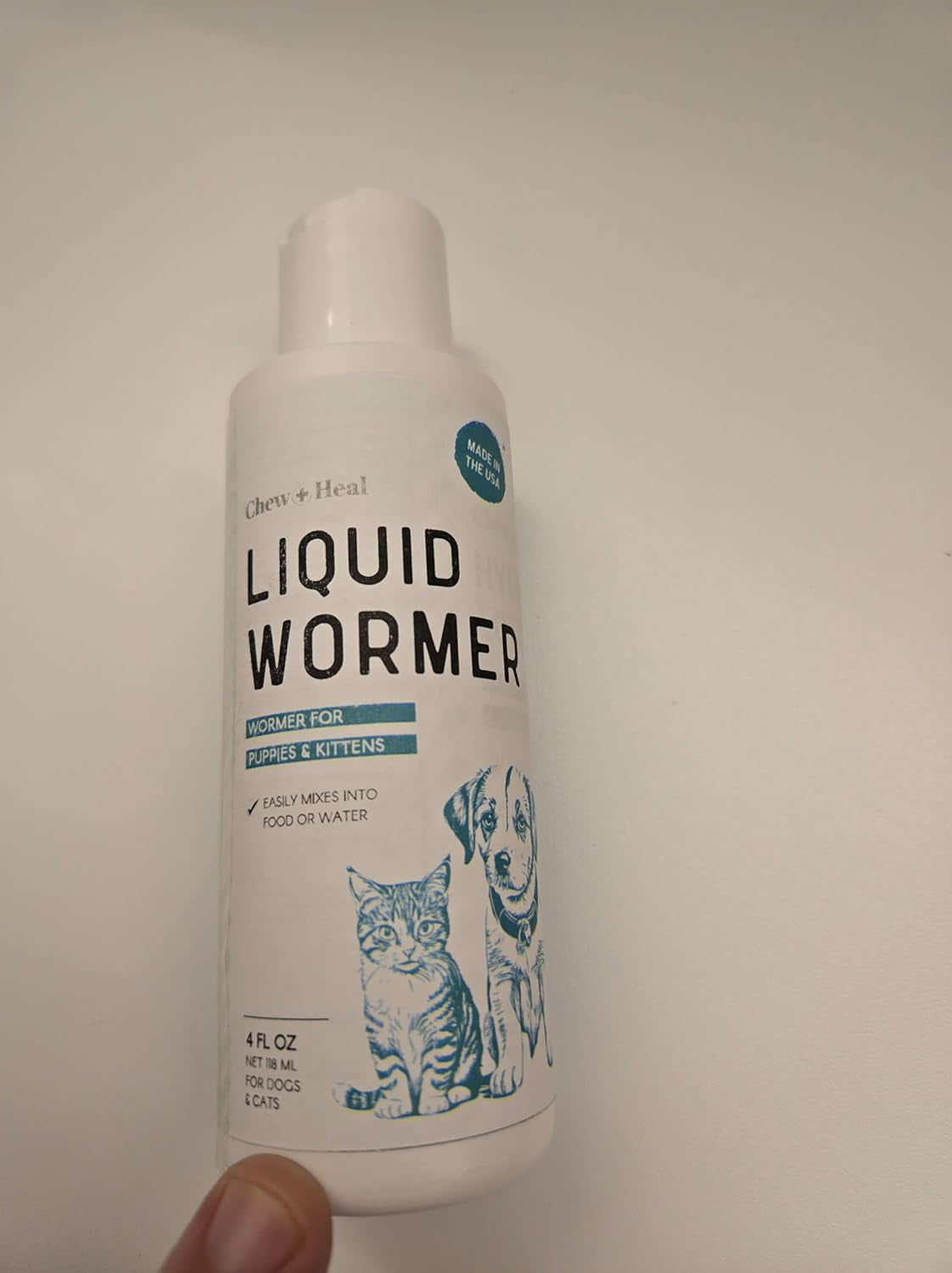 Dog & Cat Wormer Liquid 4oz Puppy Kitten Dewormer Made in USA
