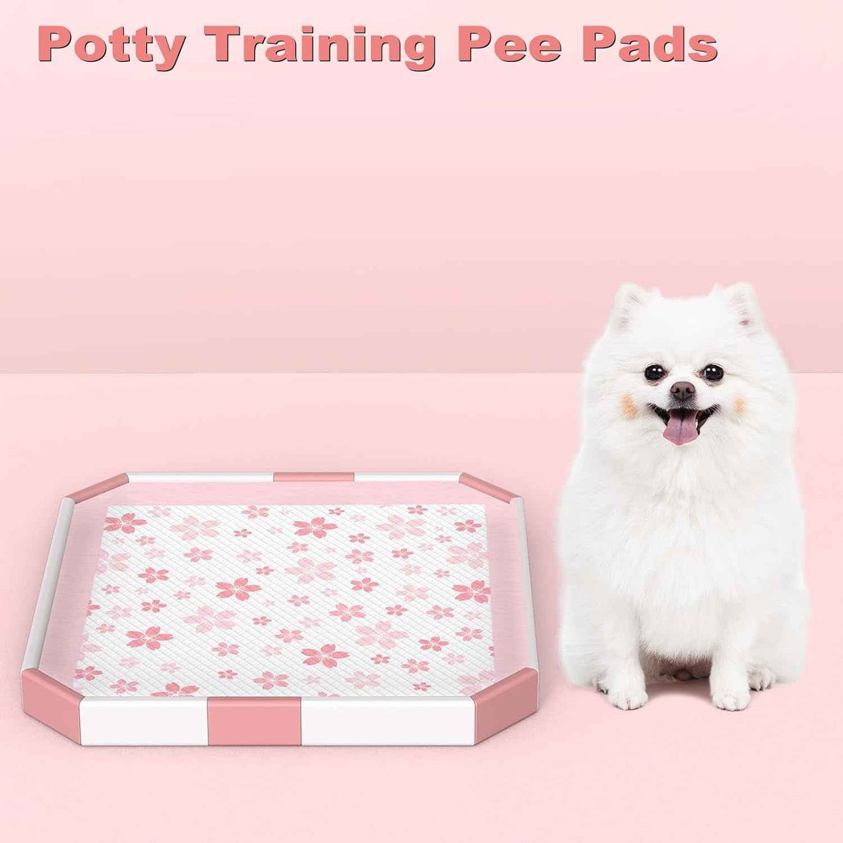 Dog & Small Pet Training Pads 22x22 Leak Proof Quick Dry 50 Count Pink