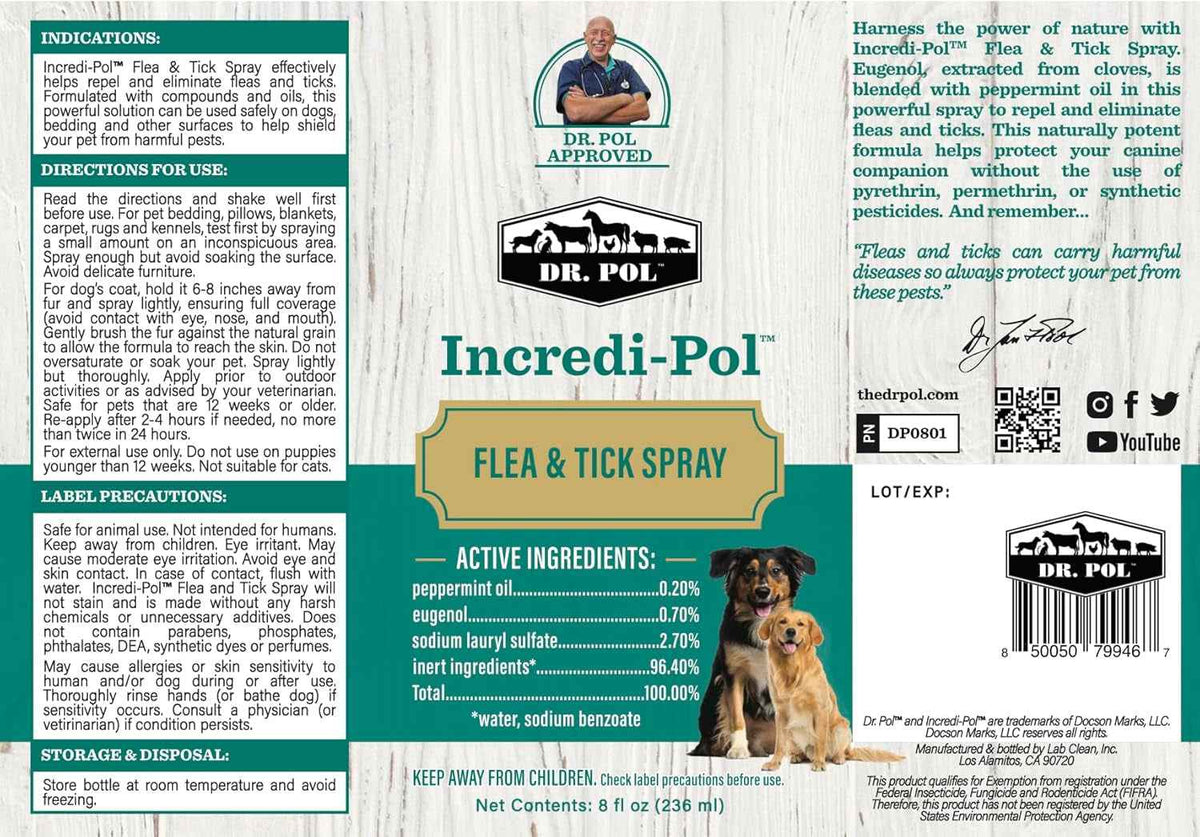 Dr Pol Flea Tick Spray Dogs Fast Acting Pest Control 16oz