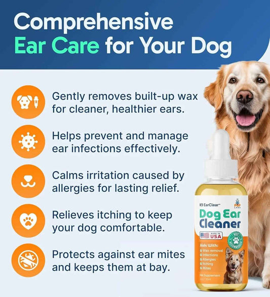 Gentle Natural Dog Ear Cleaner - Effective Relief for Wax, Itch & Irritation