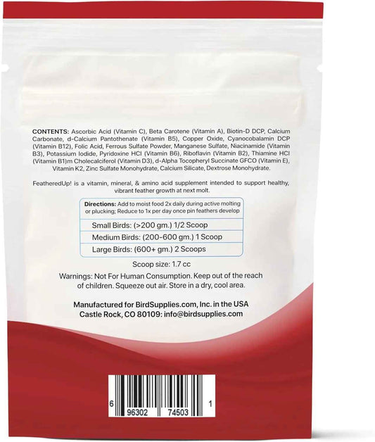 FeatherUp Bird Vitamins with Biotin & Calcium for Feather Growth 90g