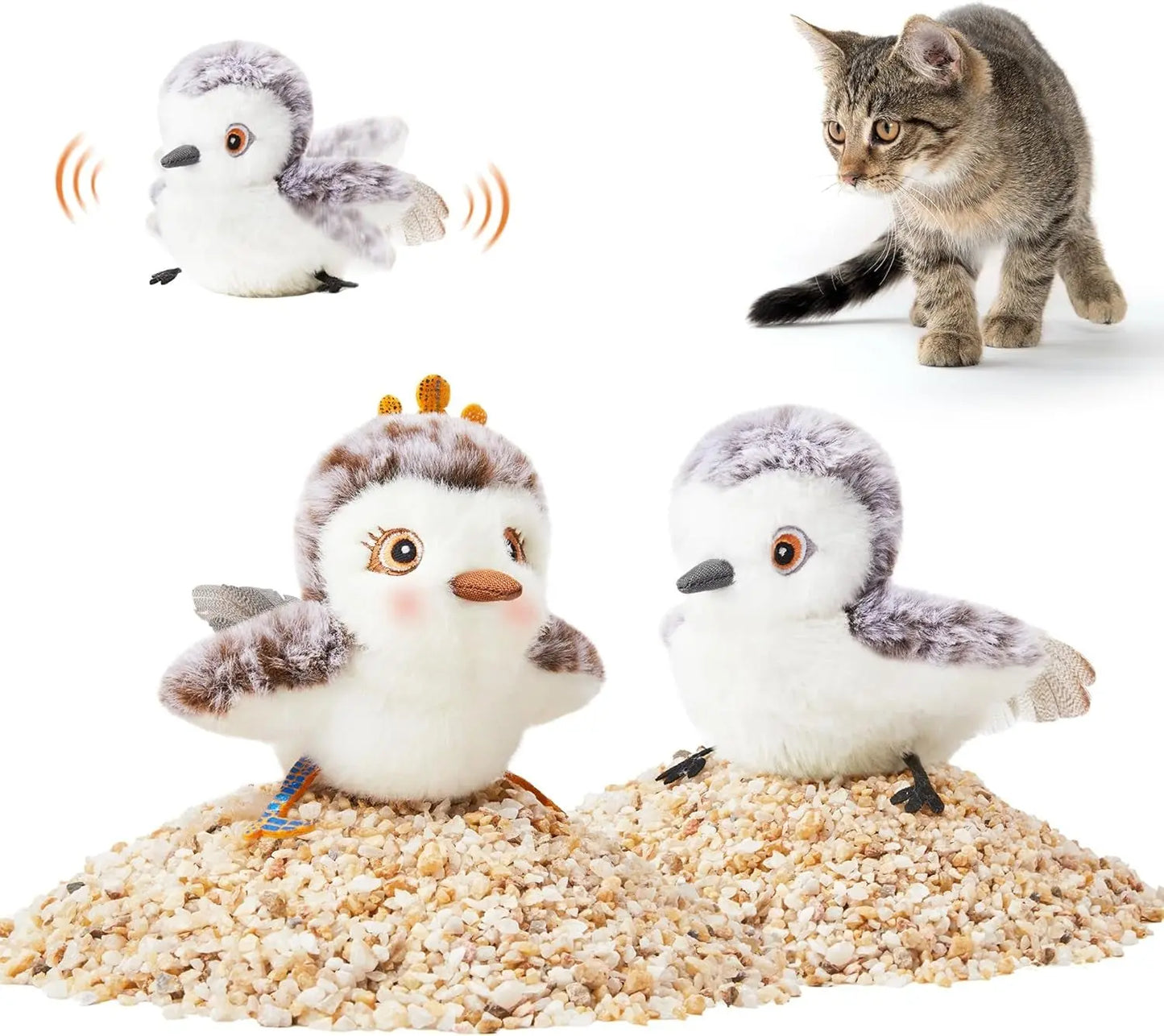 Flapping Bird Cat Toy Rechargeable Chirping Catnip 4in