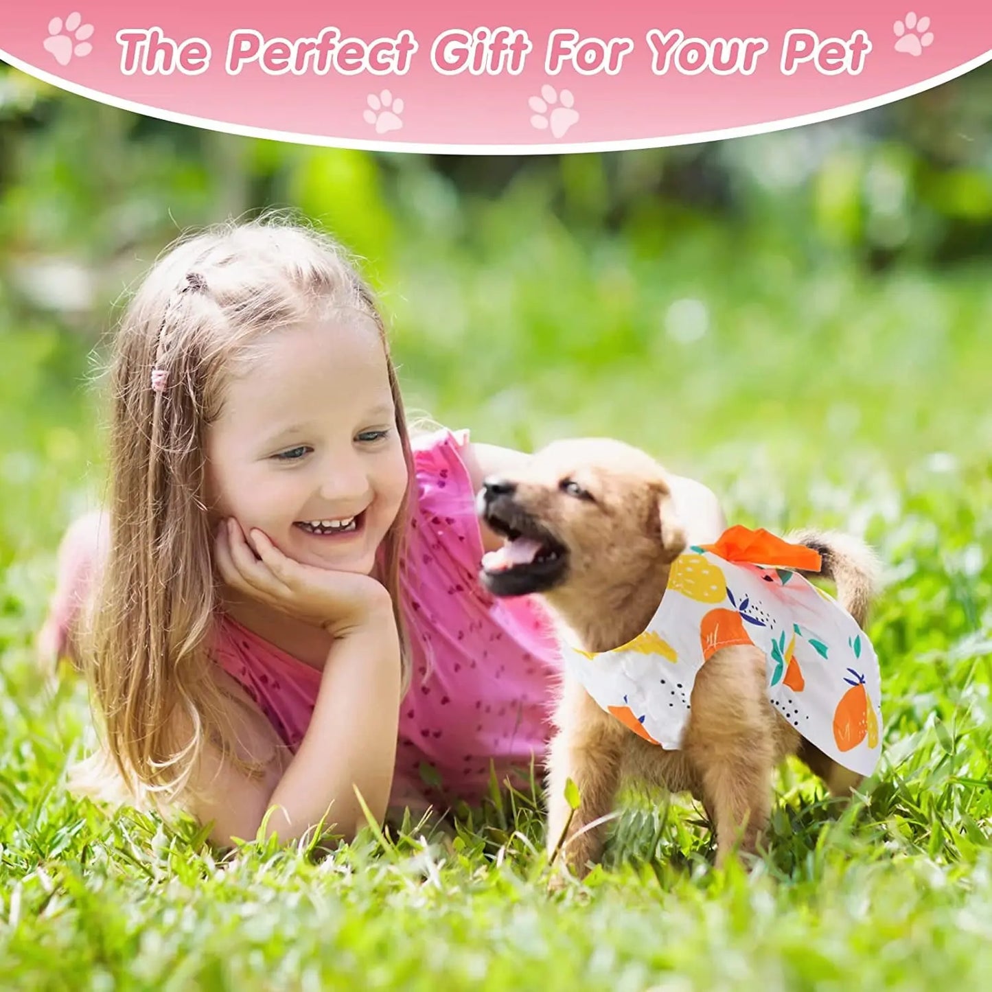 Floral Dog Dress Set Bow Summer Puppy Skirt Outfit Small Dogs Cats 5 Pack