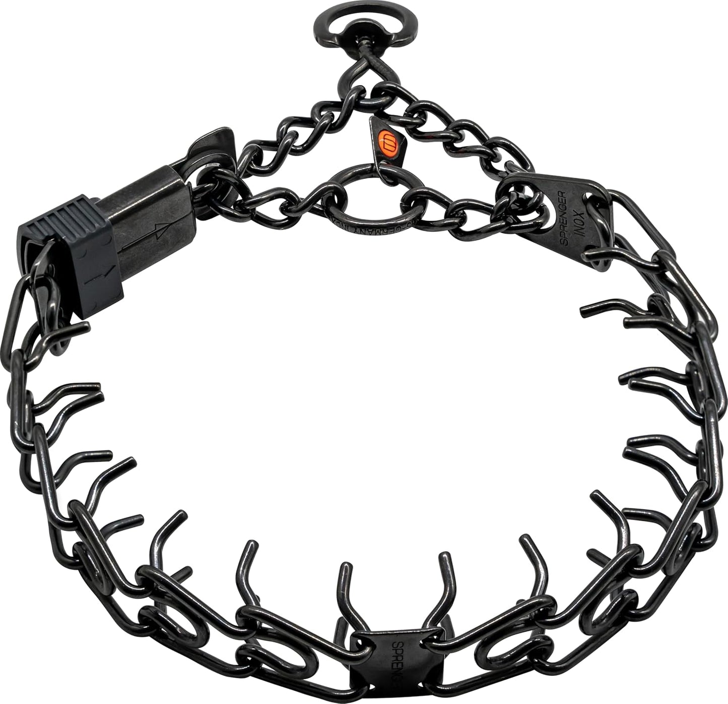 Herm Sprenger Prong Dog Training Collar Chrome Steel Anti Pull Adjustable Black Stainless Steel 3.0 Mm X 16-17 In Neck Size; 20 In Chain Length