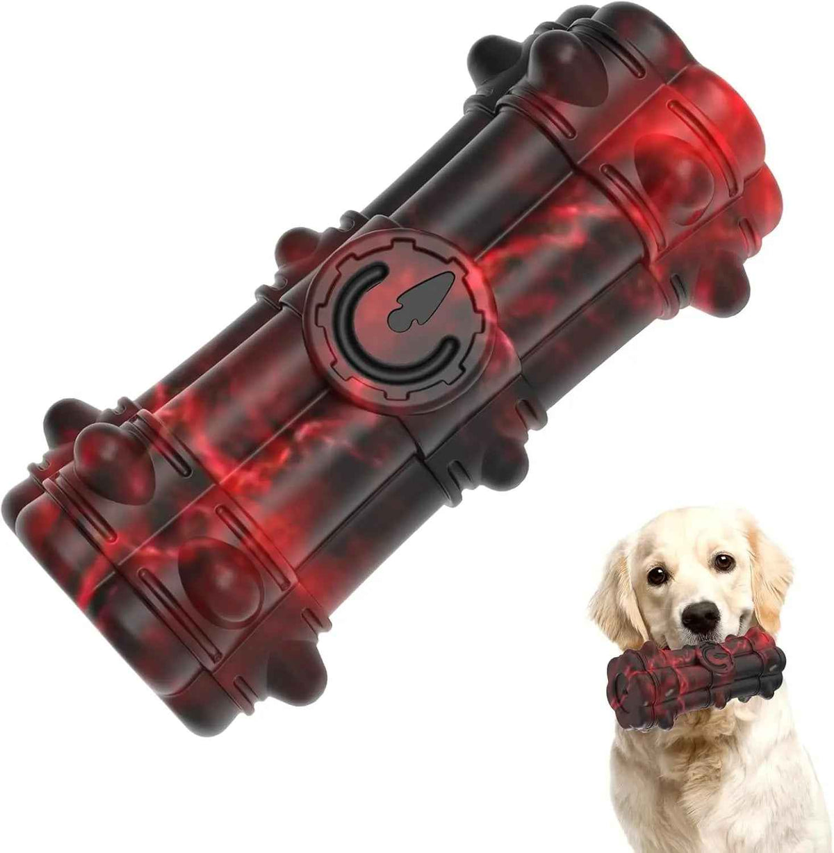 Indestructible Dog Chew Toy for Aggressive Chewers Squeaky 100% Natural Rubber