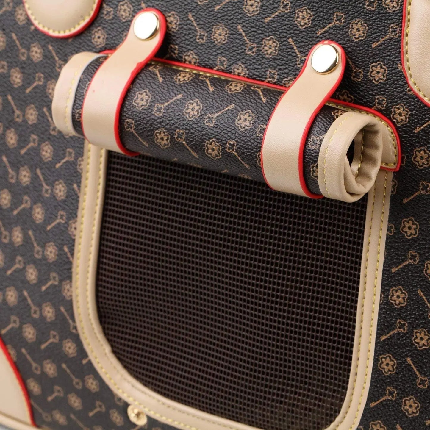 Luxury Pet Carrier Breathable Mesh PU Leather Travel Handbag Small Dogs Cats