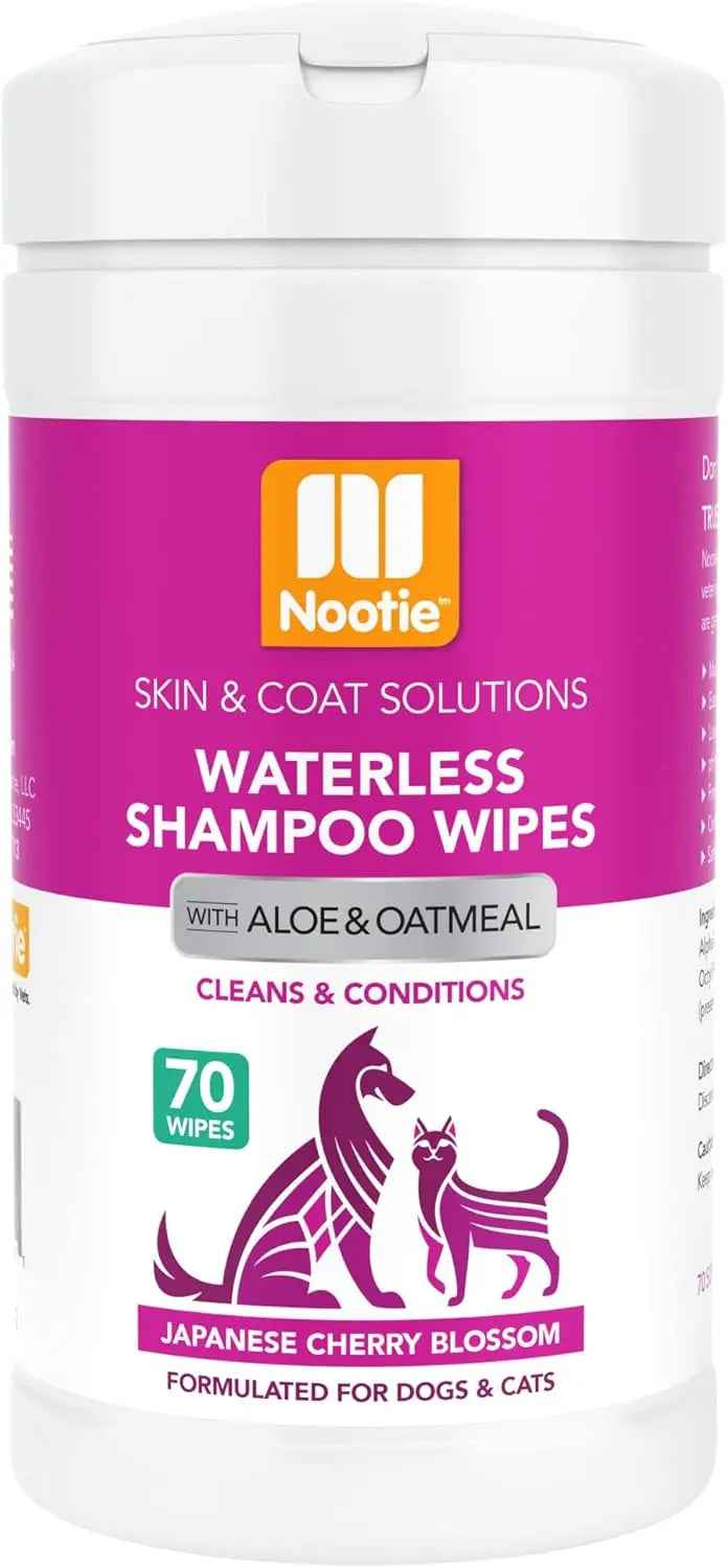 Nootie Dog Cat Waterless Shampoo Wipes Deodorizing Japanese Cherry Blossom 70ct