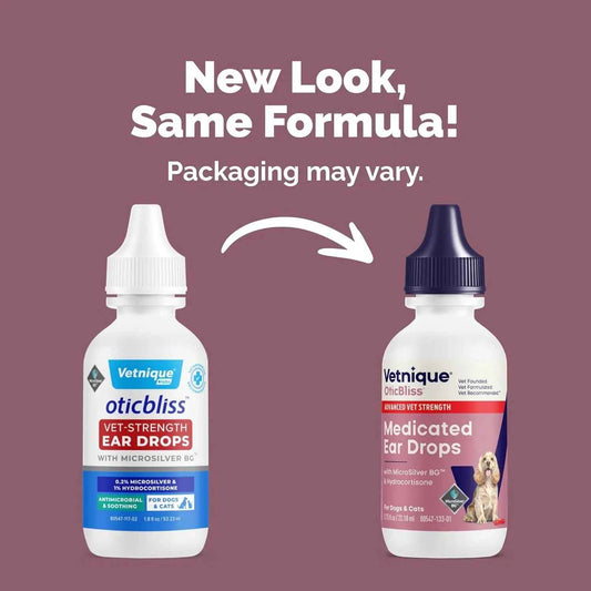 Oticbliss Cat & Dog Ear Infection Drops – MicroSilver & Hydrocortisone Relief