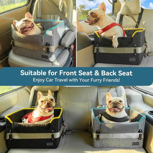 Foldable Dog Car Seat Booster – Safety Buckles & Tether