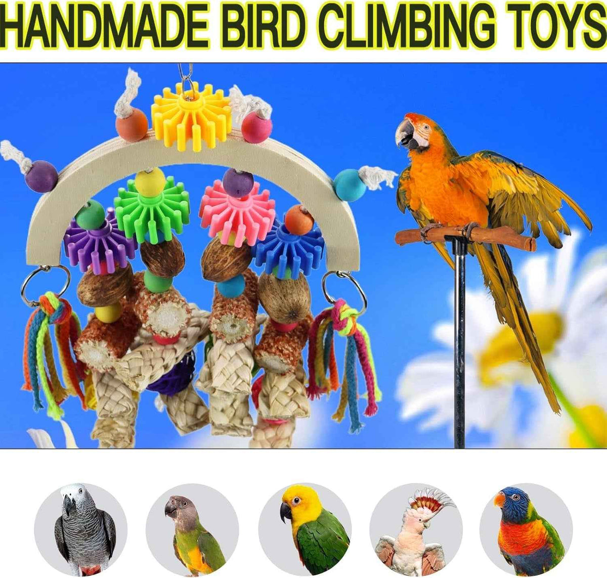 Parrot Bird Toys Natural Chew Corncob Wood Mango Cage Toys Small Medium Birds