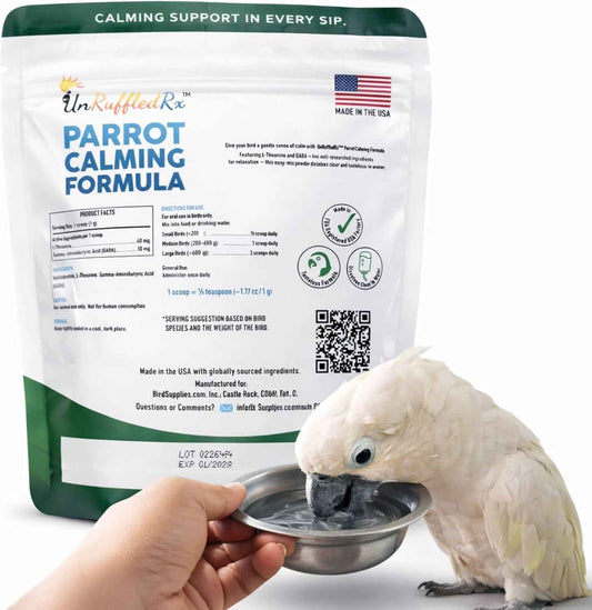 Parrot Calming Supplement Unruffledrx Bird Stress Relief Non Sedating 150 Servings