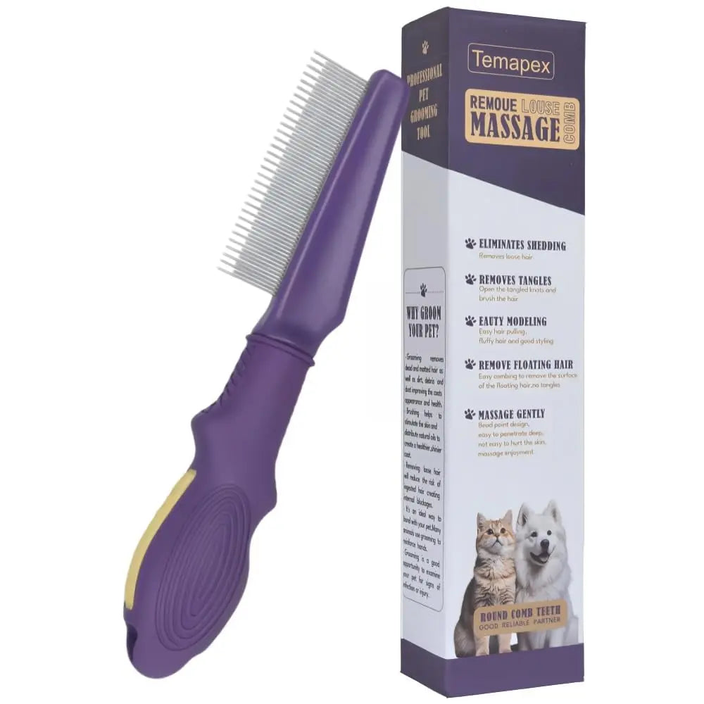 Pet Flea Comb Stainless Steel Teeth Detangling Grooming Tool Dogs Cats Pet Grooming Comb