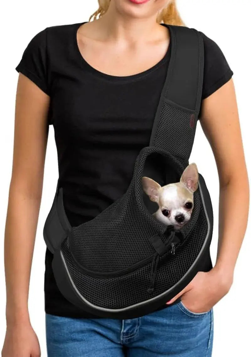 Pet Sling Carrier Adjustable Breathable Hands Free Small Dog Cat Travel Black 2.0 Pro (Color Refresh) Small (2-4.5Lbs)