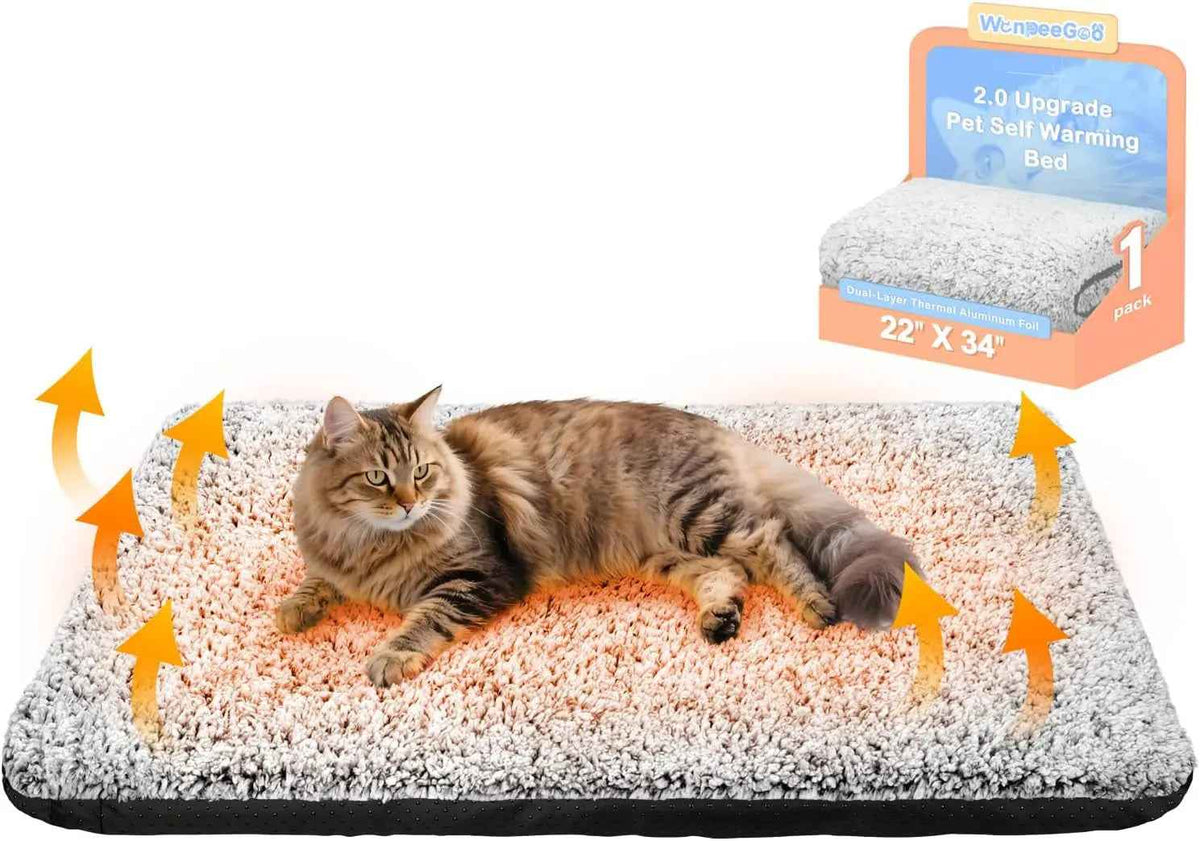 Self Warming Cat Bed – Dual Foil, Washable Cover, Non-Slip
