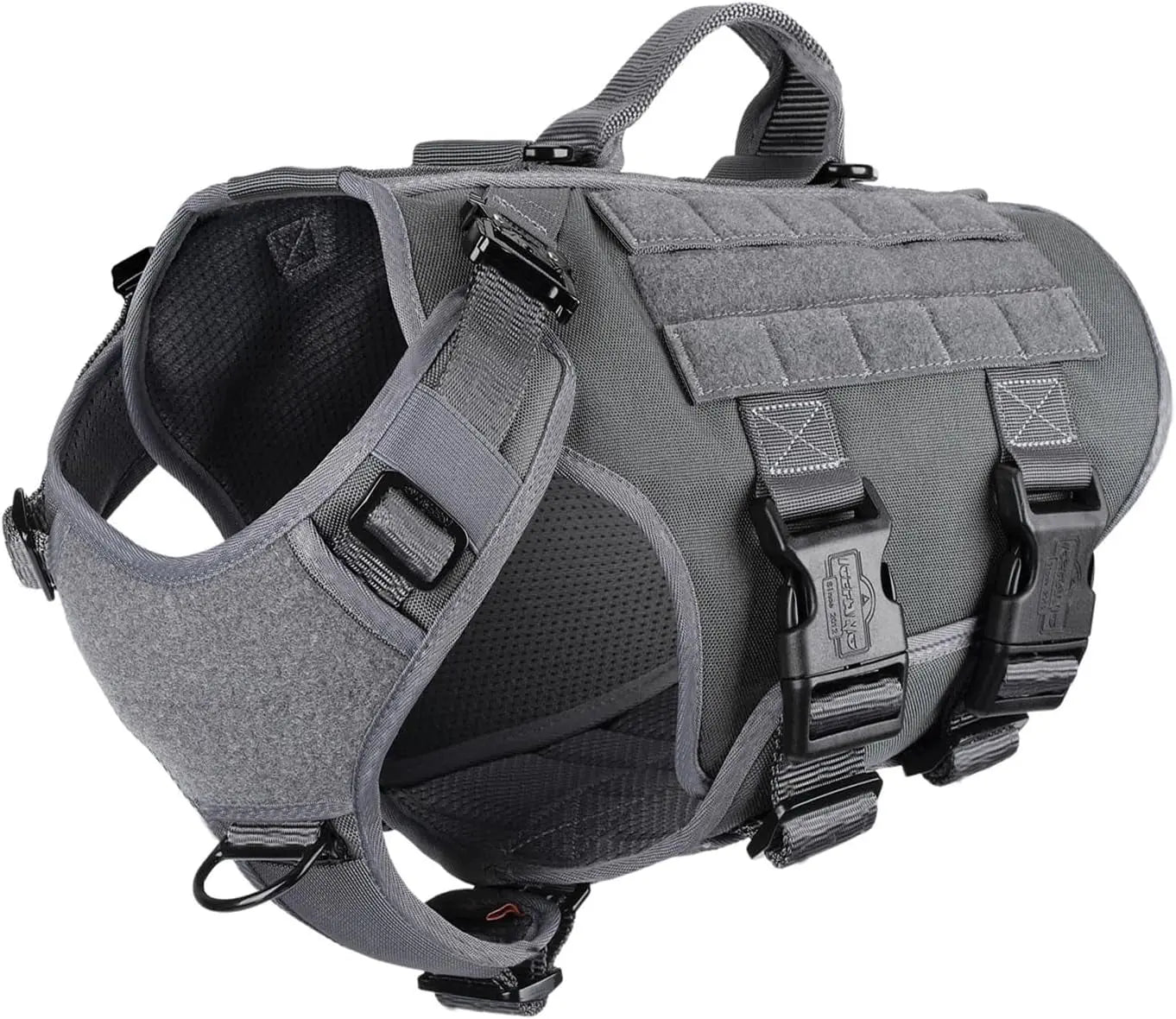 Tactical Dog Harness 6 Buckle No Pull MOLLE Vest Adjustable 3/4 Coverage Wolf Gray Medium (Pack Of 1)