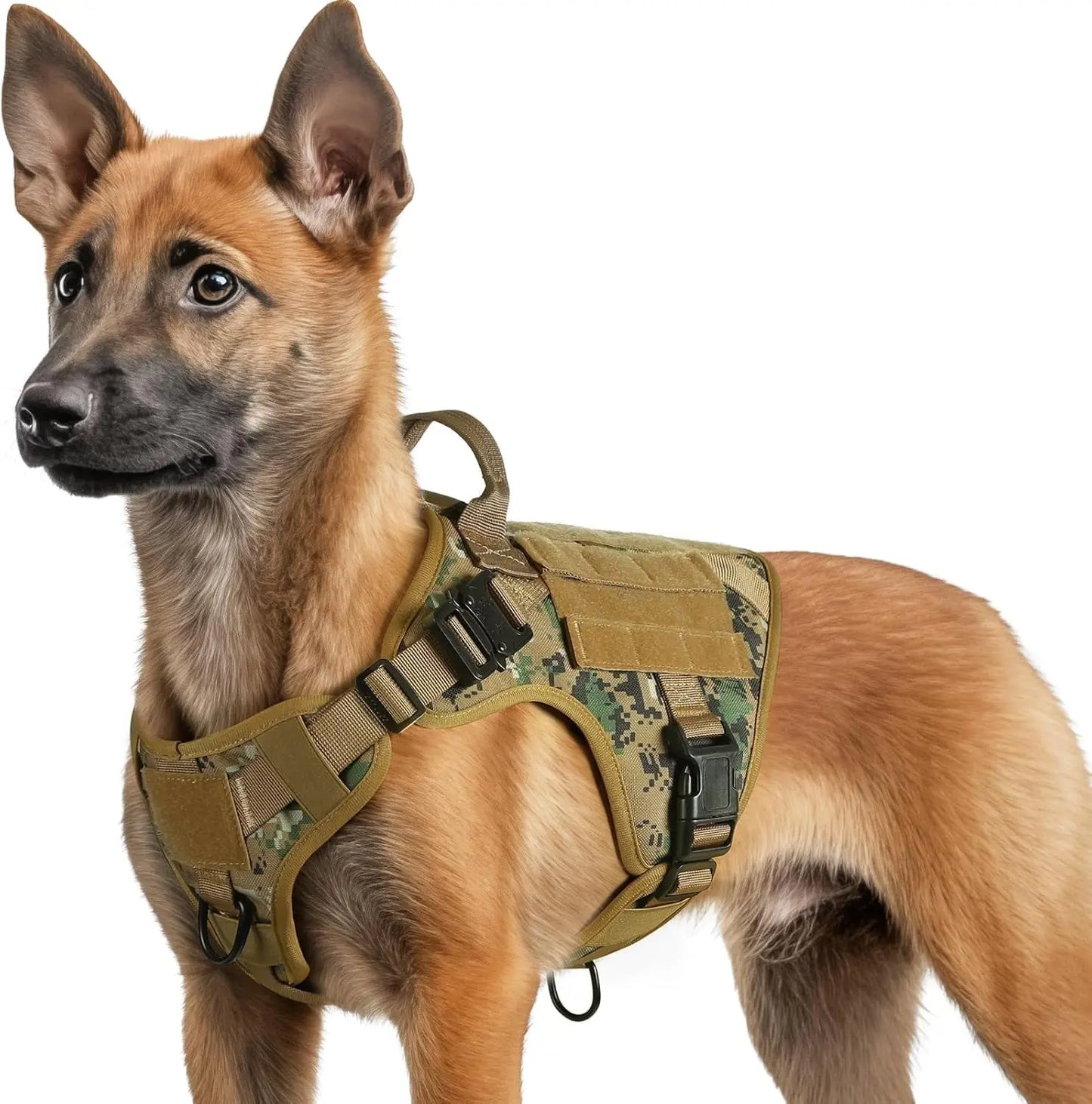 Tactical Dog Harness No Pull Heavy Duty Military Vest Large Adjustable Brown Camo Small