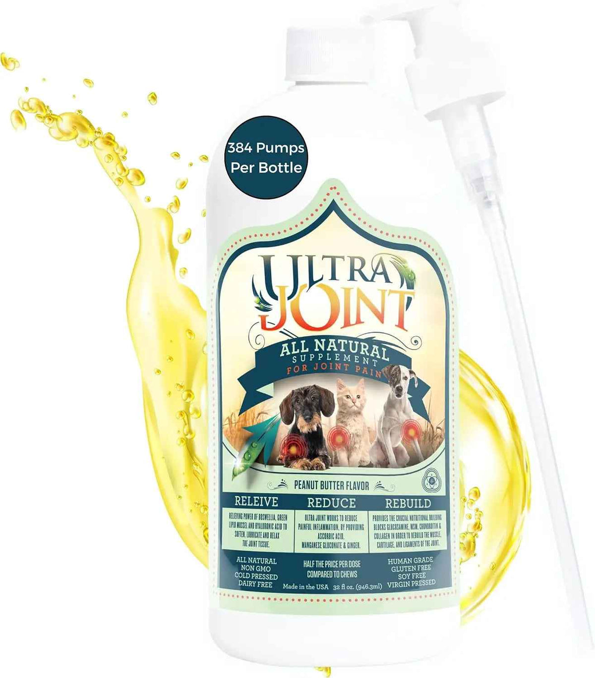 Ultra Joint Liquid Dog Supplement Glucosamine Chondroitin 8oz & 16oz