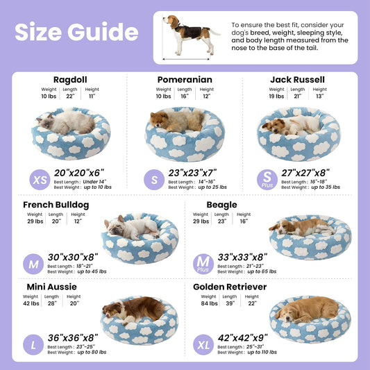 LE SURE Donut Dog Bed – 7 Sizes, 5 Patterns