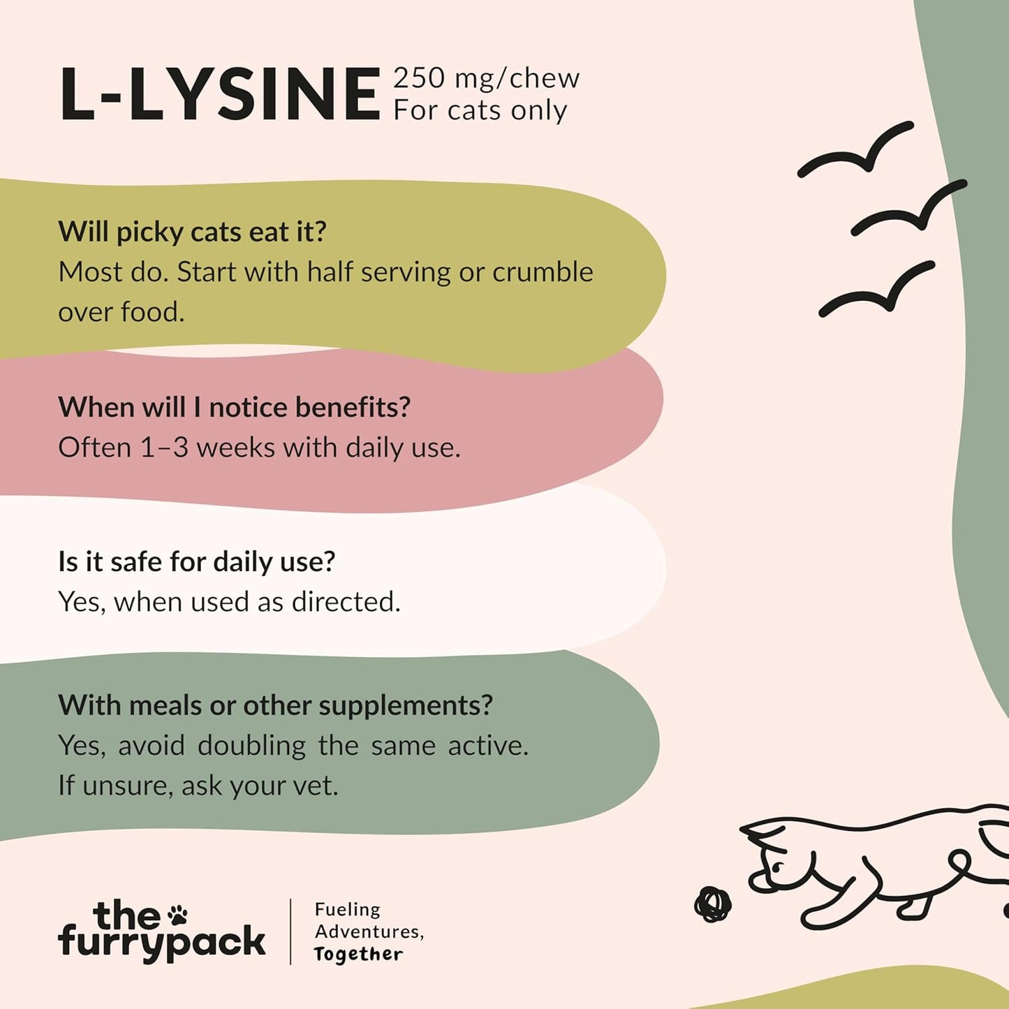 L-Lysine Chews for Cats — Daily Immune Support | Chicken Flavor, 150 Count