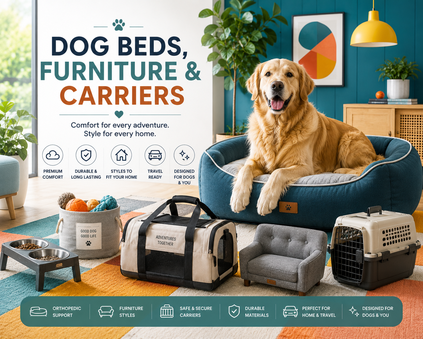 Dog Beds, Furniture & Carriers