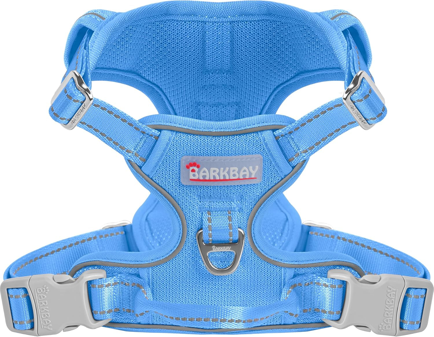 No Pull Dog Harness Adjustable Reflective Oxford Vest Small Medium Large Dogs Blue-Mesh