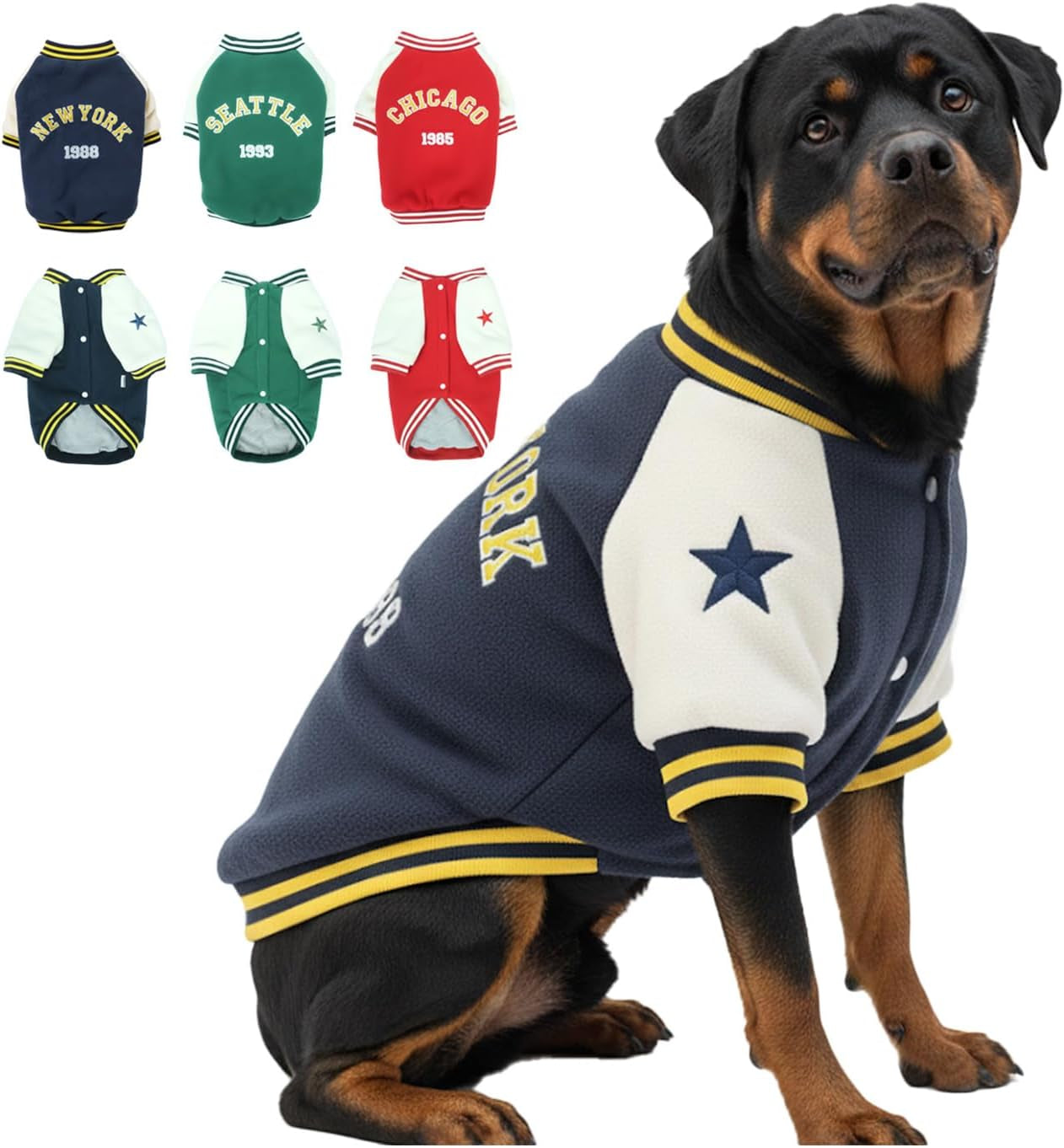 Warm Dog Varsity Jacket Heavyweight Fleece Pet Coat Small-4XL Navy Blue Xxxx-Large