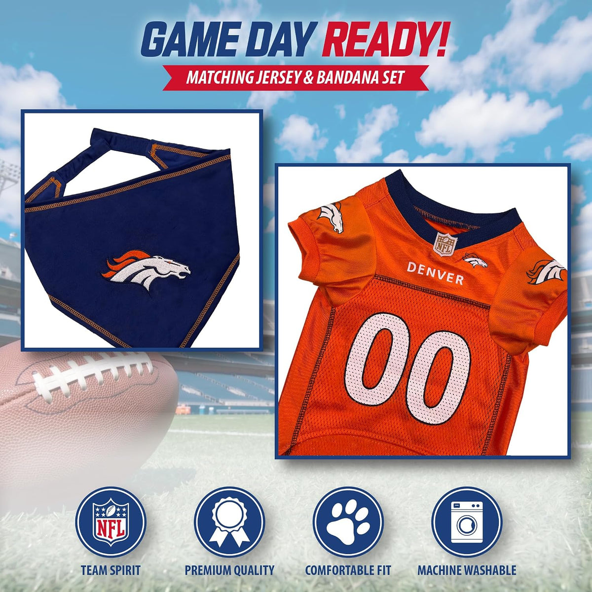NFL Dog Jersey & Tie Bandana Set Official Pet Apparel All Teams