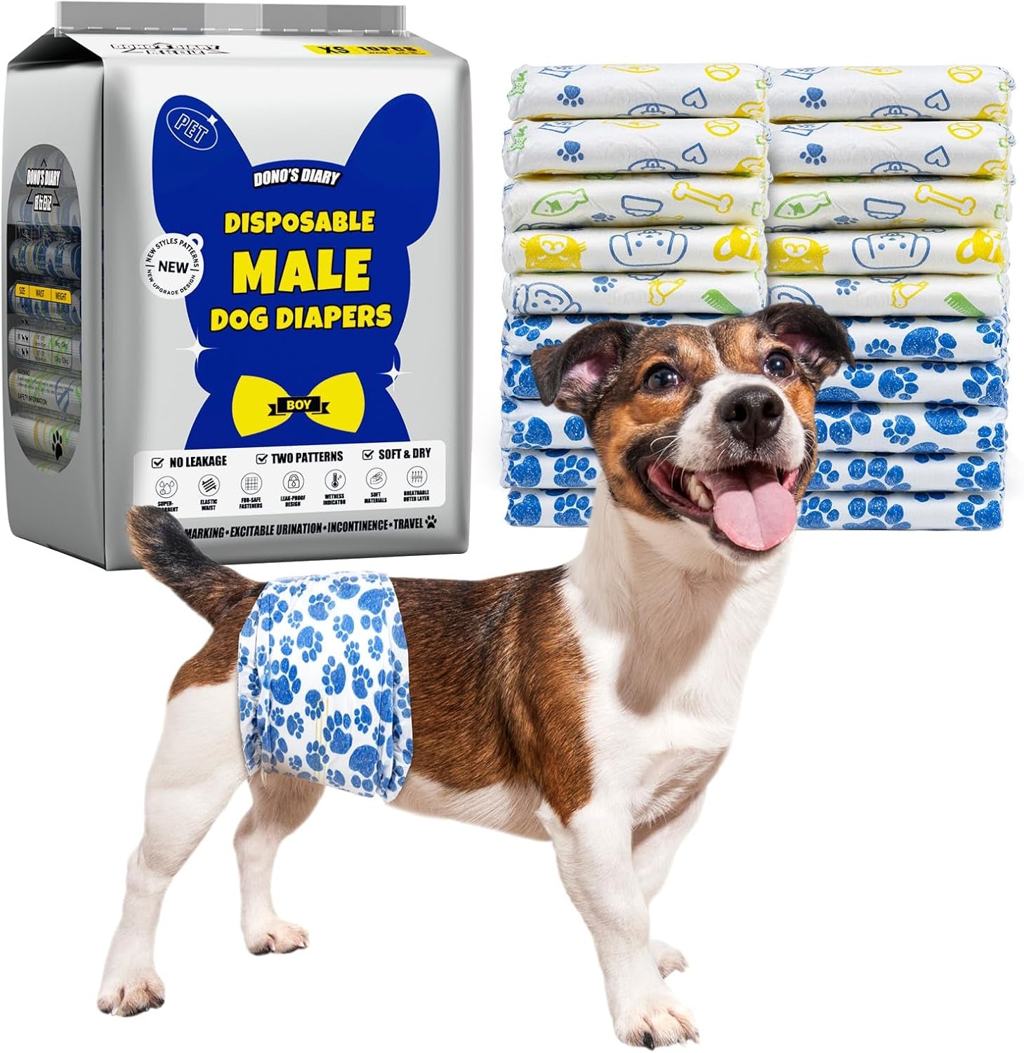 Male Dog Diapers Disposable Belly Bands | Leakproof Wraps 60 Count 60.0 X-Small