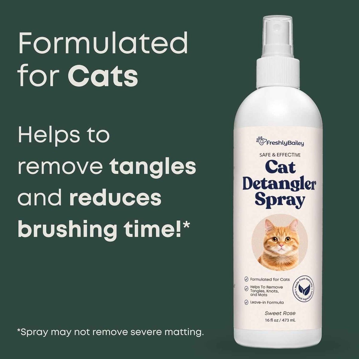 Cat Detangling Spray Leave In Conditioner for Soft Shiny Coats 16oz
