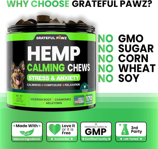 Calming Chews for Dogs Anxiety Relief Sleep & Joint Support 170 Ct